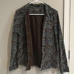 Vintage Eddie Bauer size medium button up floral print light weight corduroy